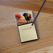 Load image into Gallery viewer, American Bison Sticky Note Holder- Refiilable Desk Accessory Note Pad