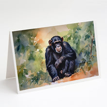 Load image into Gallery viewer, Chimpanzee Greeting Cards - Blank Note Cards – 8-Pack of Artist-Designed Cards with Envelopes