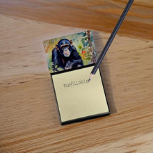 Load image into Gallery viewer, Chimpanzee Sticky Note Holder- Refiilable Desk Accessory Note Pad