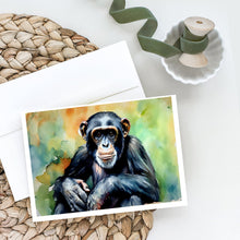 Load image into Gallery viewer, Chimpanzee Greeting Cards - Blank Note Cards – 8-Pack of Artist-Designed Cards with Envelopes