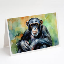 Load image into Gallery viewer, Chimpanzee Greeting Cards - Blank Note Cards – 8-Pack of Artist-Designed Cards with Envelopes