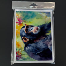 Load image into Gallery viewer, Chimpanzee Greeting Cards - Blank Note Cards – 8-Pack of Artist-Designed Cards with Envelopes