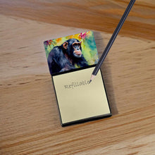 Load image into Gallery viewer, Chimpanzee Sticky Note Holder- Refiilable Desk Accessory Note Pad