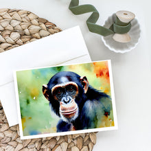 Load image into Gallery viewer, Chimpanzee Greeting Cards - Blank Note Cards – 8-Pack of Artist-Designed Cards with Envelopes