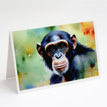 Load image into Gallery viewer, Chimpanzee Greeting Cards - Blank Note Cards – 8-Pack of Artist-Designed Cards with Envelopes