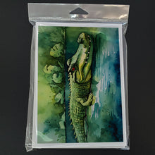 Load image into Gallery viewer, Crocodile Greeting Cards - Blank Note Cards – 8-Pack of Artist-Designed Cards with Envelopes