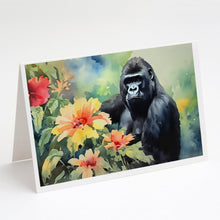 Load image into Gallery viewer, Gorilla Greeting Cards - Blank Note Cards – 8-Pack of Artist-Designed Cards with Envelopes
