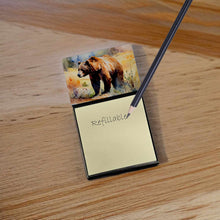 Load image into Gallery viewer, Grizzly Bear Sticky Note Holder- Refiilable Desk Accessory Note Pad