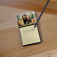 Load image into Gallery viewer, Grizzly Bear Sticky Note Holder- Refiilable Desk Accessory Note Pad