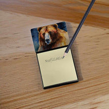Load image into Gallery viewer, Kodiak Bear Sticky Note Holder- Refiilable Desk Accessory Note Pad