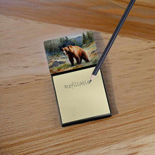 Load image into Gallery viewer, Kodiak Bear Sticky Note Holder- Refiilable Desk Accessory Note Pad