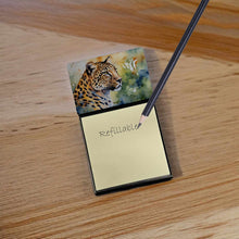 Load image into Gallery viewer, Leopard Sticky Note Holder- Refiilable Desk Accessory Note Pad