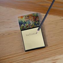 Load image into Gallery viewer, Leopard Sticky Note Holder- Refiilable Desk Accessory Note Pad