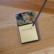 Load image into Gallery viewer, Leopard Sticky Note Holder- Refiilable Desk Accessory Note Pad
