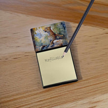 Load image into Gallery viewer, Leopard Sticky Note Holder- Refiilable Desk Accessory Note Pad
