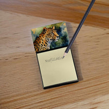 Load image into Gallery viewer, Leopard Sticky Note Holder- Refiilable Desk Accessory Note Pad