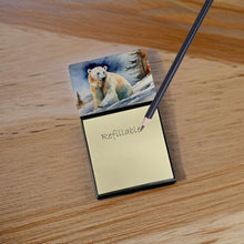 Load image into Gallery viewer, Polar Bear Sticky Note Holder- Refiilable Desk Accessory Note Pad