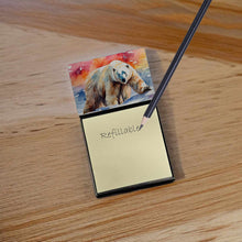 Load image into Gallery viewer, Polar Bear Sticky Note Holder- Refiilable Desk Accessory Note Pad
