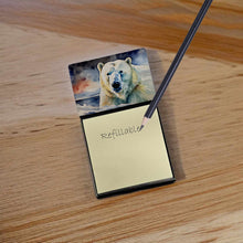 Load image into Gallery viewer, Polar Bear Sticky Note Holder- Refiilable Desk Accessory Note Pad