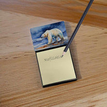 Load image into Gallery viewer, Polar Bear Sticky Note Holder- Refiilable Desk Accessory Note Pad