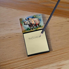 Load image into Gallery viewer, Rhinoceros Sticky Note Holder- Refiilable Desk Accessory Note Pad