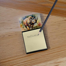 Load image into Gallery viewer, Rhinoceros Sticky Note Holder- Refiilable Desk Accessory Note Pad