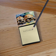 Load image into Gallery viewer, Turtles Tortoises Sticky Note Holder- Refiilable Desk Accessory Note Pad