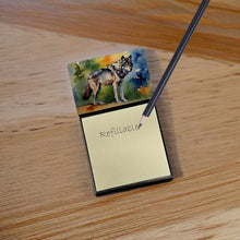 Load image into Gallery viewer, Wolves Wolf  Sticky Note Holder- Refiilable Desk Accessory Note Pad