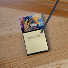 Load image into Gallery viewer, Wolves Wolf  Sticky Note Holder- Refiilable Desk Accessory Note Pad