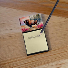 Load image into Gallery viewer, Wood Bison Sticky Note Holder- Refiilable Desk Accessory Note Pad