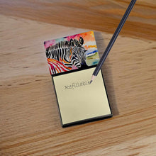 Load image into Gallery viewer, Zebra Sticky Note Holder- Refiilable Desk Accessory Note Pad