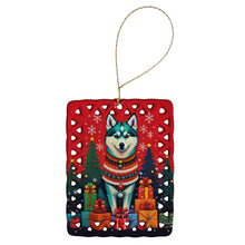 Load image into Gallery viewer, Alaskan Klee Kai Holiday Christmas Porcelain Ornament