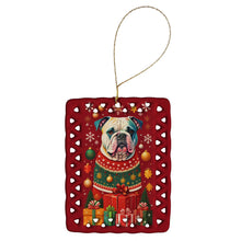 Load image into Gallery viewer, American Bulldog Holiday Christmas Porcelain Ornament