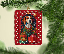 Load image into Gallery viewer, American Foxhound Dog Holiday Christmas Porcelain Ornament