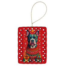 Load image into Gallery viewer, Staffordshire Bull Terrier Holiday Christmas Porcelain Ornament