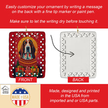 Load image into Gallery viewer, Basset Hound Holiday Christmas Porcelain Ornament