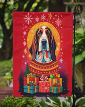 Load image into Gallery viewer, Basset Hound Holiday Christmas Garden Flag – Outdoor Decorative Yard Flag