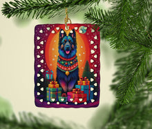Load image into Gallery viewer, Belgian Sheepdog Holiday Christmas Porcelain Ornament
