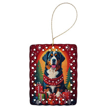 Load image into Gallery viewer, Bernese Mountain Dog Holiday Christmas Porcelain Ornament
