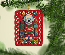 Load image into Gallery viewer, Bichon Frise Holiday Christmas Porcelain Ornament