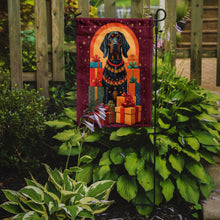 Load image into Gallery viewer, Black and Tan Coonhound Holiday Christmas Garden Flag – Outdoor Decorative Yard Flag