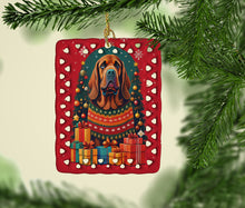 Load image into Gallery viewer, Bloodhound Holiday Christmas Porcelain Ornament