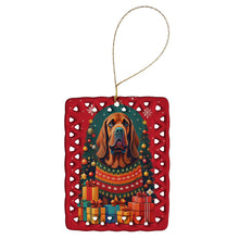 Load image into Gallery viewer, Bloodhound Holiday Christmas Porcelain Ornament