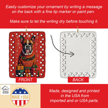 Load image into Gallery viewer, Fawn Boxer Cropped Ears Holiday Christmas Porcelain Ornament