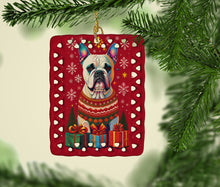 Load image into Gallery viewer, White Boxer Cropped Ears Holiday Christmas Porcelain Ornament