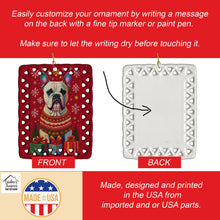 Load image into Gallery viewer, White Boxer Cropped Ears Holiday Christmas Porcelain Ornament