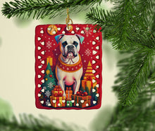 Load image into Gallery viewer, White Boxer Holiday Christmas Porcelain Ornament