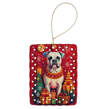 Load image into Gallery viewer, White Boxer Holiday Christmas Porcelain Ornament