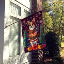 Load image into Gallery viewer, Corgi Holiday Christmas House Flag