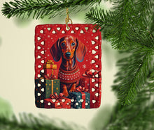 Load image into Gallery viewer, Dachshund Holiday Christmas Porcelain Ornament